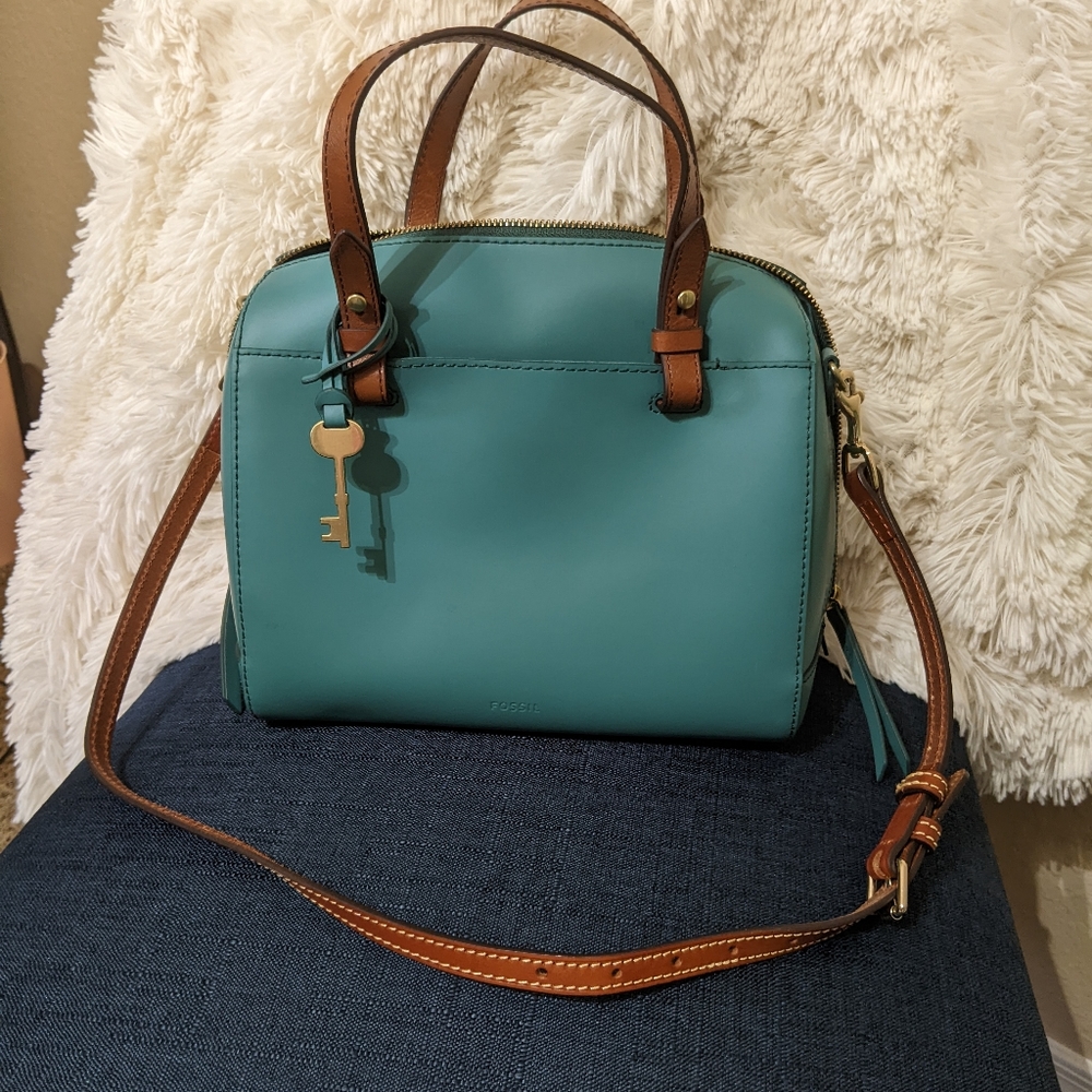 Like New Fossil Green Rachel Satchel Bag